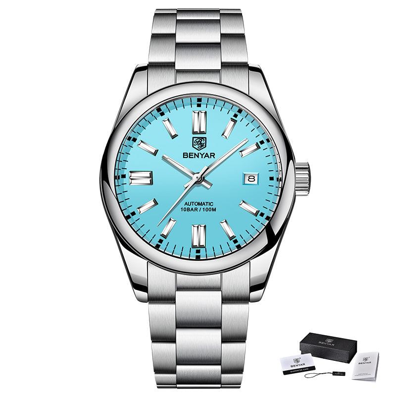 1pc Waterproof Stainless Steel BENYAR Men's Mechanical Sports Diving Wristwatches for Men