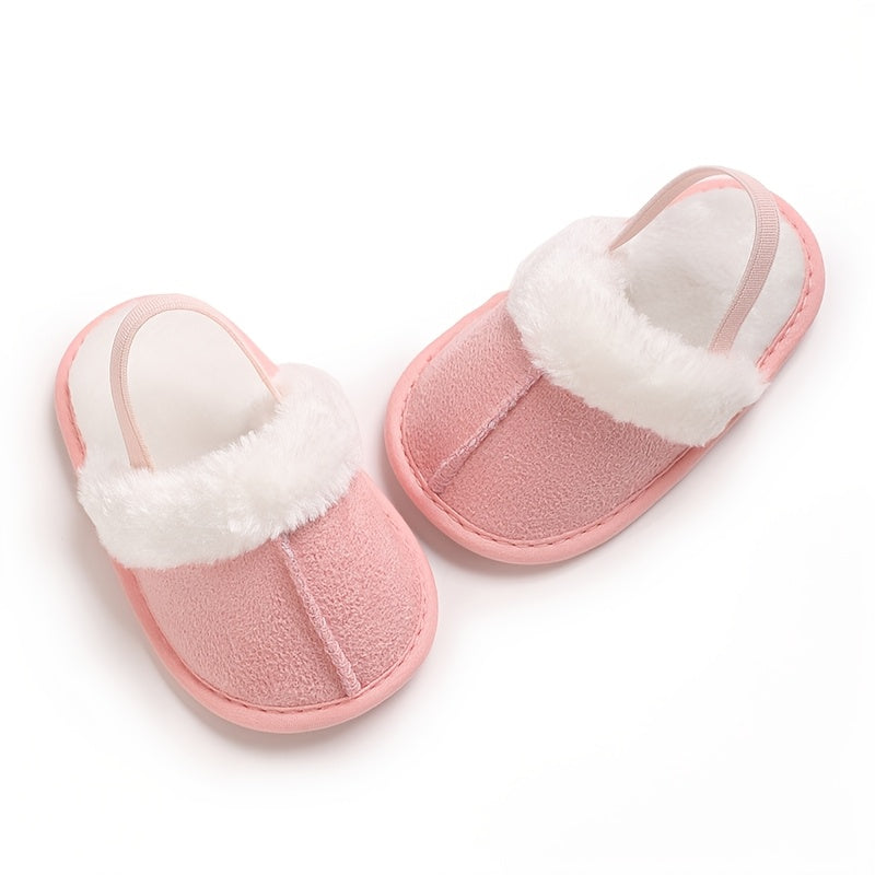 Cozy Plush Baby Girl Slippers - Soft, Non-Slip Sole for Indoor Comfort | Cute & Warm for 0-1 Year Olds | Perfect for Spring/Fall, Leisure Style, Spring/Autumn
