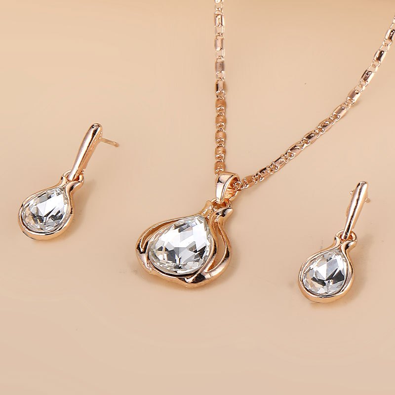 2pcs Women's Jewelry Set - Simple Style, Zinc Alloy with Artificial Crystal - All Season & Valentine's Day Gift | Daily Wear | Elegant Design