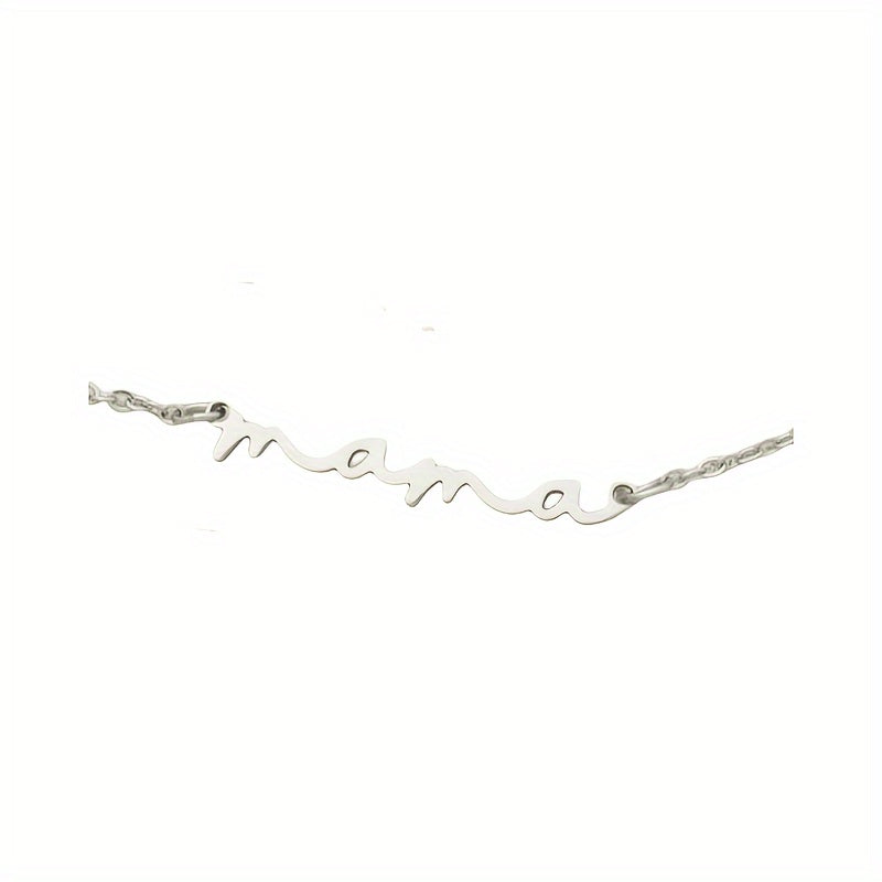 Mini "Mama" Necklace for Women - Golden-Tone Cursive Script Collarbone Chain, Minimalist Everyday Jewelry, Mother's Day Birthday Gift for Mom, Year-Round Wear, Mothers Day Necklace, Elegant Accessory, Delicate Design