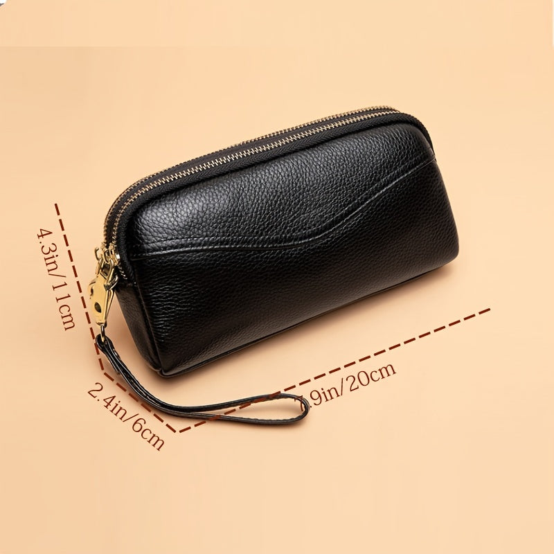 Small Zipper Crossbody Bag, Women's Double Layer Clutch Purse, Solid Color Wristlet Wallet