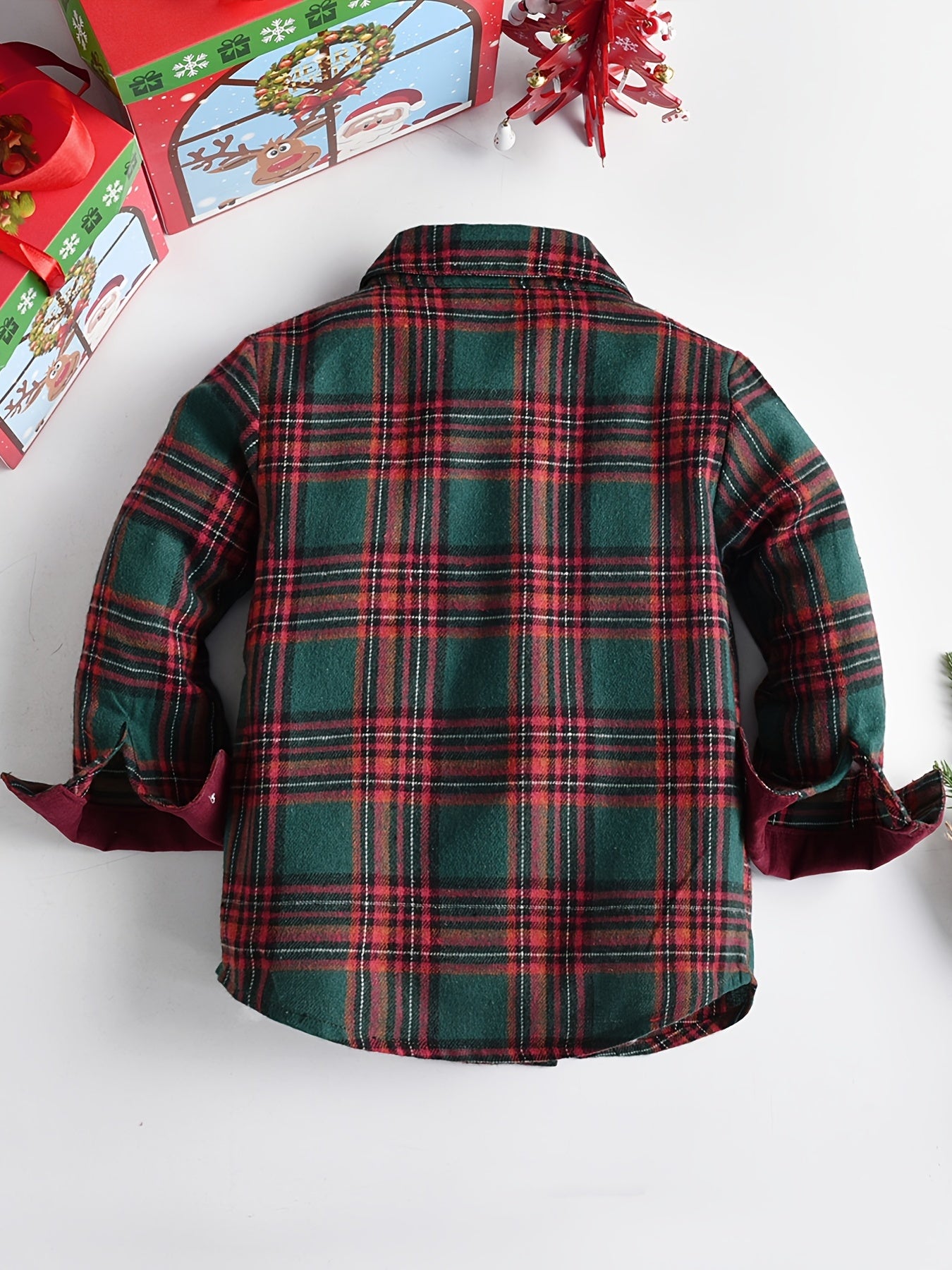 Boy's Fashion 2pcs Co Ord Set, Comfy Long Sleeve Lapel Collar Button Shirt With Plaid Pattern & Suspender Trousers, Christmas Festive Style Suit, Ideal For Christmas Party, Autumn/Winter Daily & Outdoor Wear