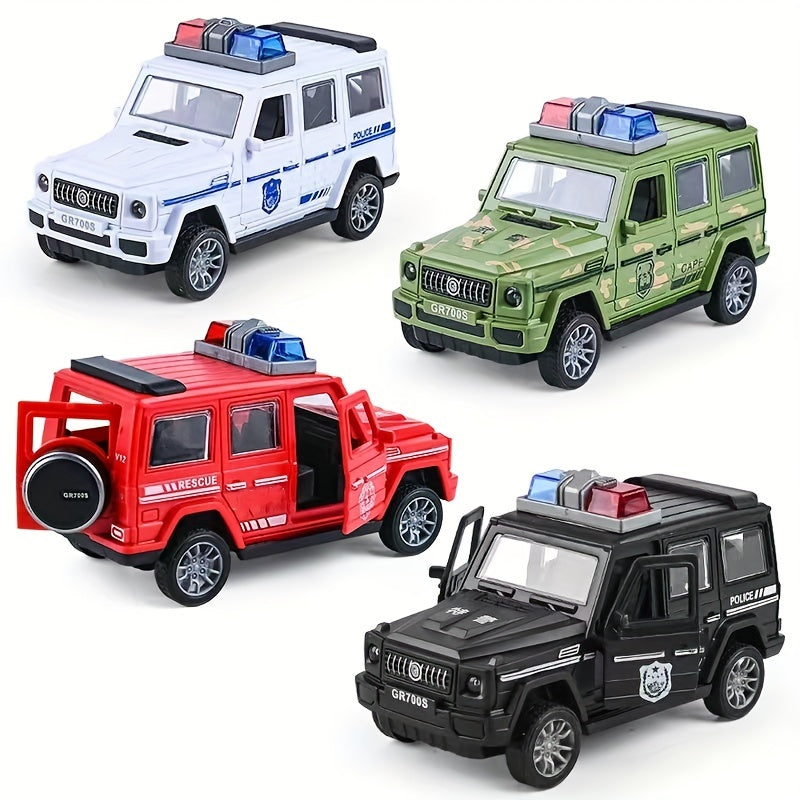 Toy Car Inertia Drop Resistant Openable Door Police Car Fire Truck Model Off-road Small Car