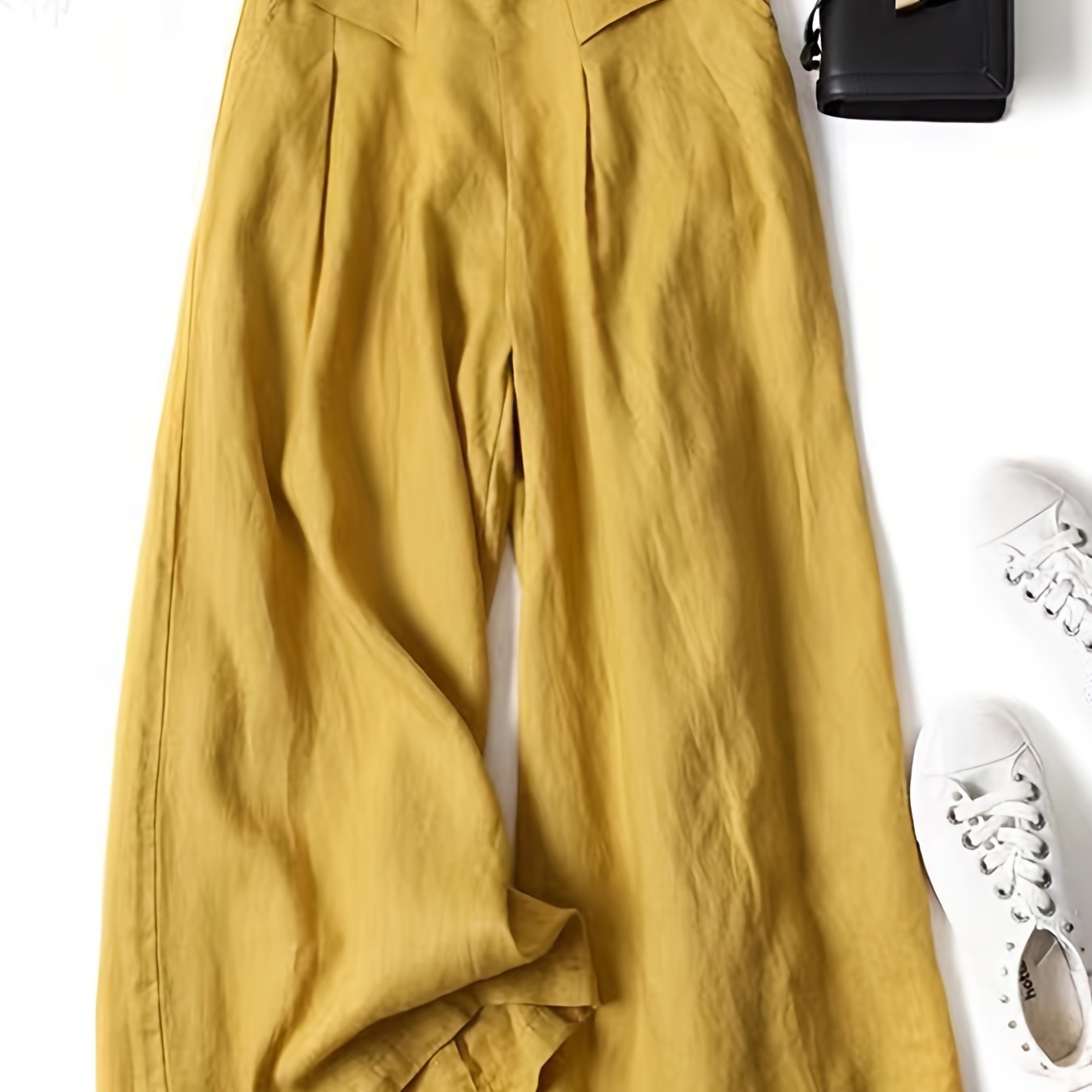 Linen Wide-Leg Ankle Pants, Breathable Thin Loose Linen Skirt Pants, Ethnic Style Vintage Trousers