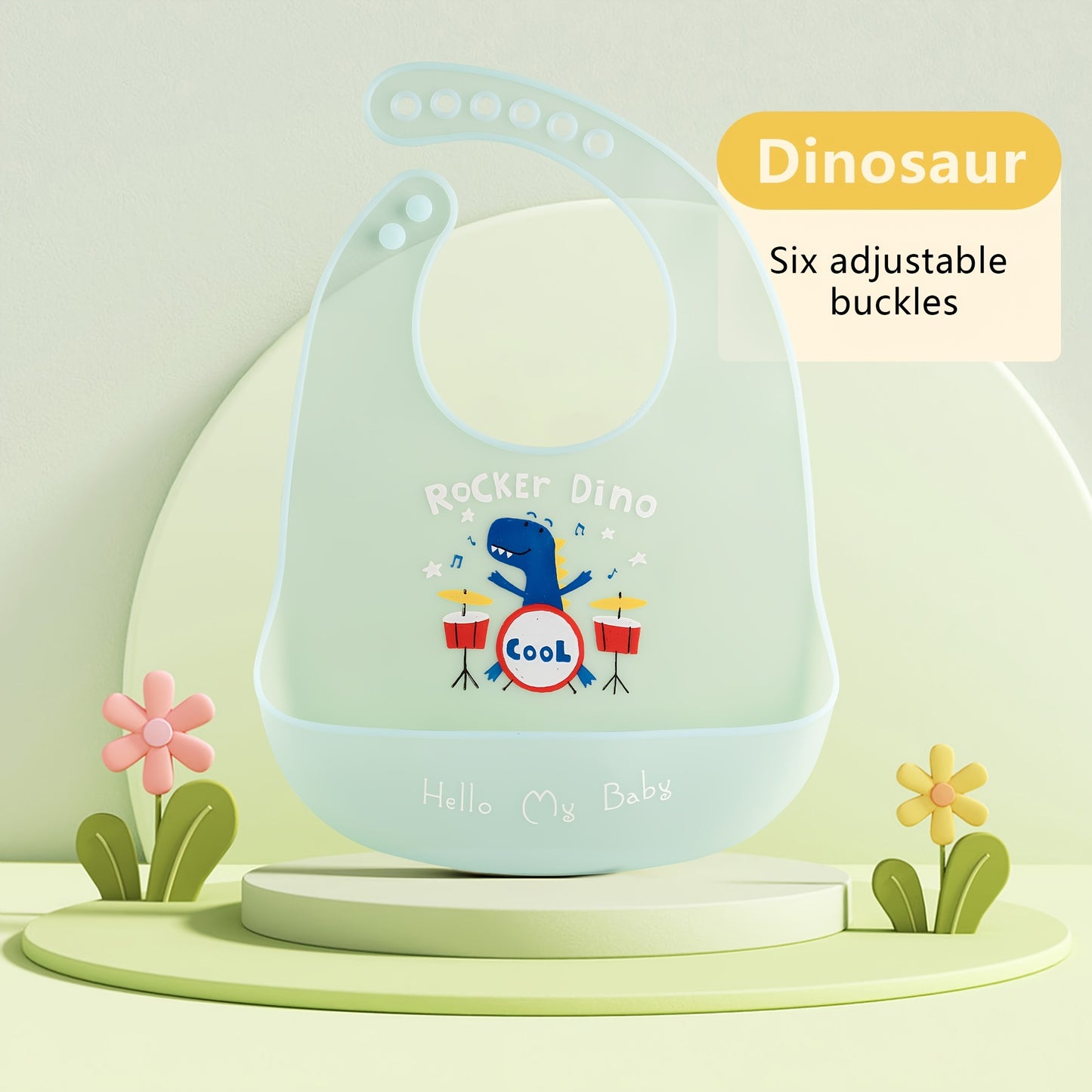 1pc Silicone Baby Bib - Lightweight, Snap Closure, Cute Designs for Boys & Girls, Perfect for Feeding Time, Durable & Easy to Clean, Feeding Accessorie