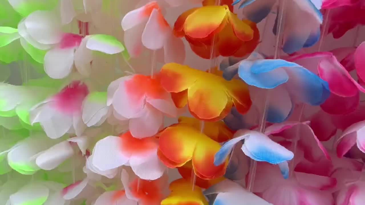 50pcs Hawaiian Flower Lei Necklaces - Polyester Tropical Luau Party Favors for Weddings, Birthdays, Graduations, Bridal Showers - Versatile Carnival Theme Decorations for Christmas, Halloween, Summer - No Feathers, Electricit