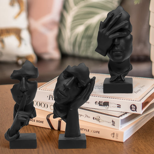 3pcs/set Abstract Face Art Ornaments, light Luxury Character, Living Room TV Cabinet Entrance Office Desktop Decoration, Home Living Room Bar Cafe Decor Ornament, Room Decor Tabletop Display Ornament