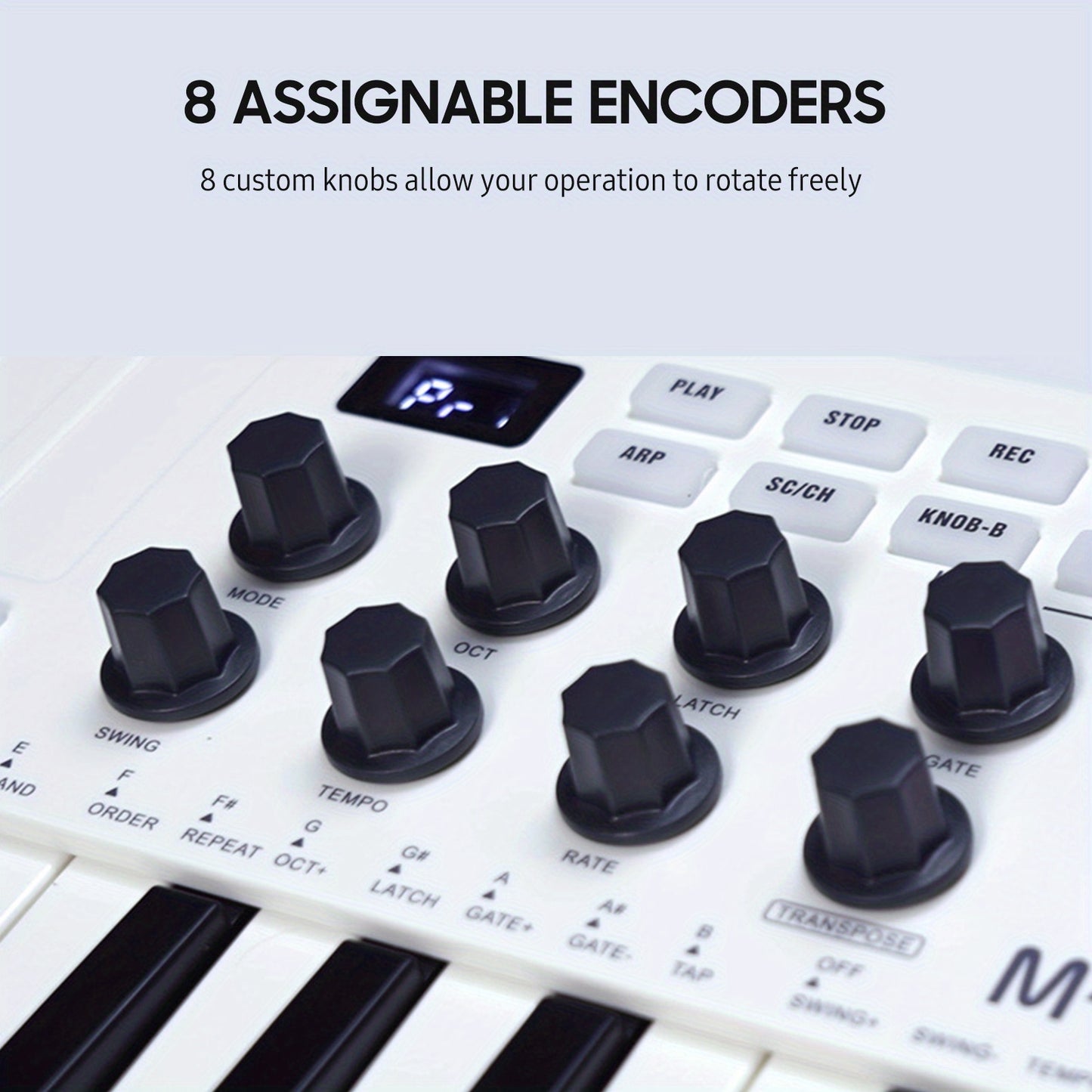 MIDI Master 25 - Portable Mini USB MIDI Controller with 25 Velocity Sensitive Keys, 8 RGB Backlit Pads, 8 Knobs, and Eid Al-Adha Mubarak Design