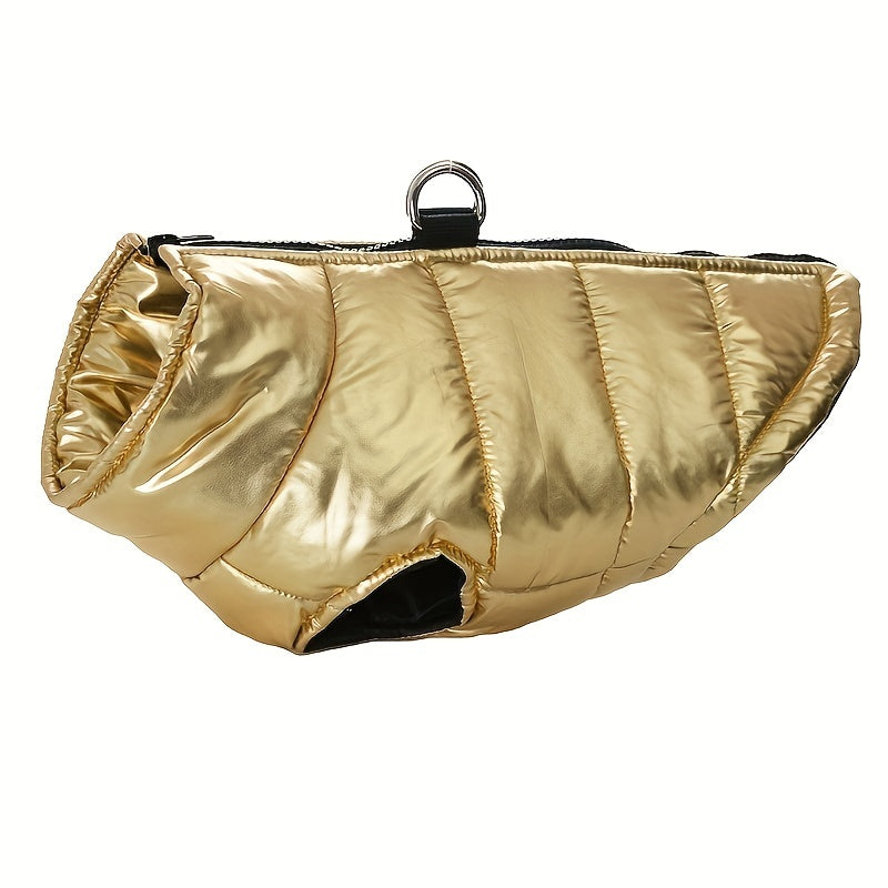 Reflective Waterproof Dog Jacket, Zippered Pet Coat with Belt Loops, 100% Polyester Woven Snow Suit for Small, Mini & Toy Breeds, Random Color