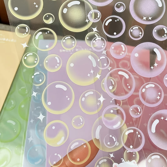 Scrapbook Stickers, Colorful Bubble Stickers, Transparent Bubble Goo Card Goo Plate Notebook Special Stickers Cute Fresh Decoration Material, Diary Aesthetic Stickers Plan Decorative Stickers,  Scrapbooking Supplies, Decorati