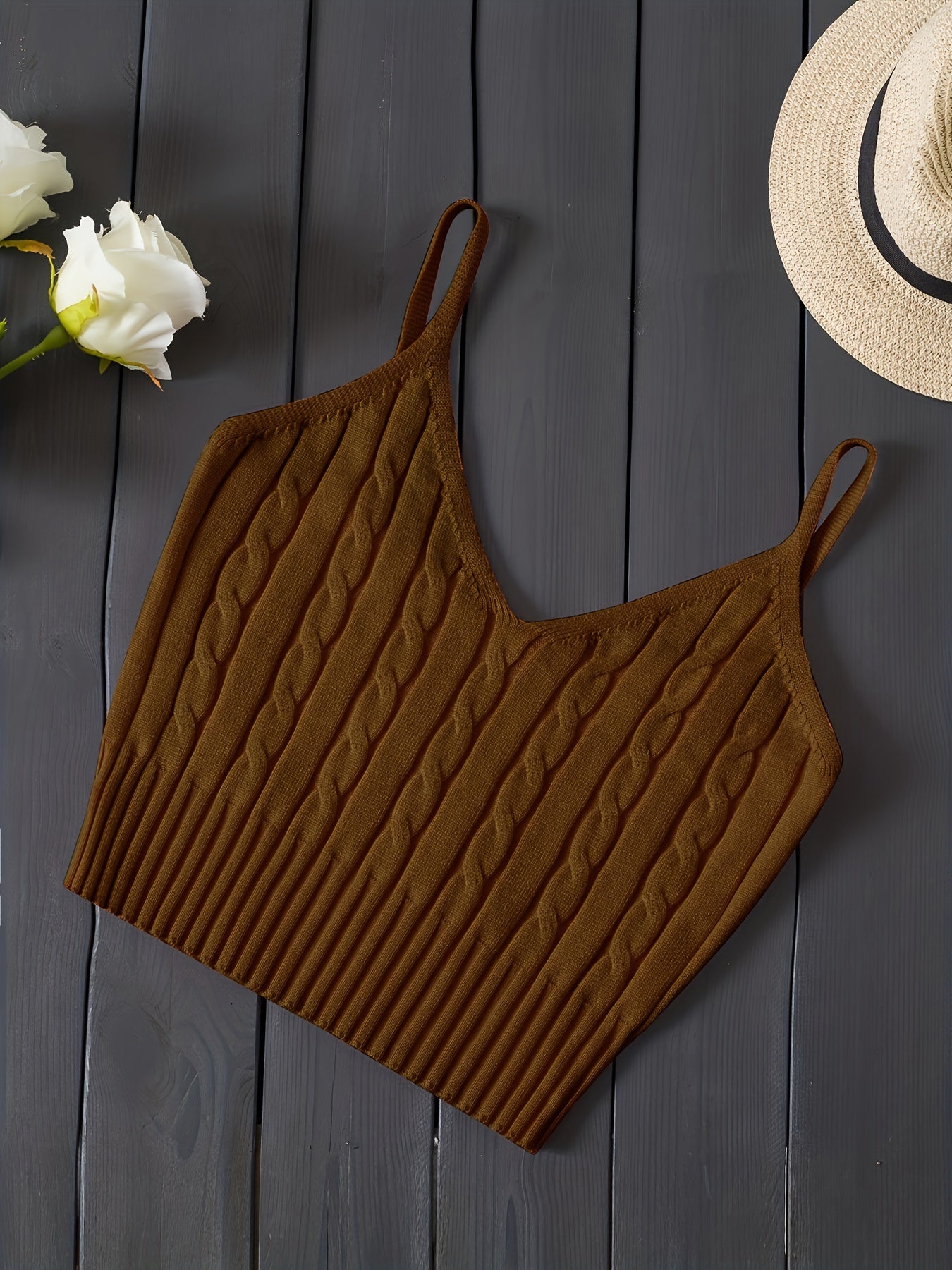 Women'S Stretchy Tank Top - V-Neck Sleeveless Casual Vest with Ribbed Texture, Beige, Versatile for Layering or Standalone Outfits, Allseason Apparel | Vneck Design | Construction, Ladies Tank Tops