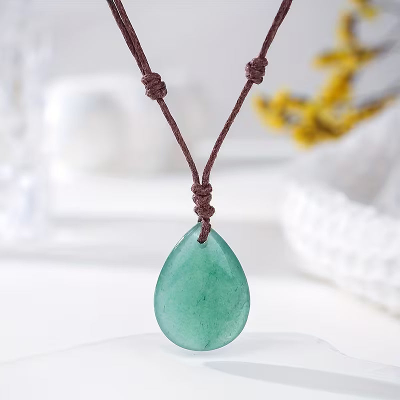 Natural Stone Hand-woven Drop Pendant Necklace