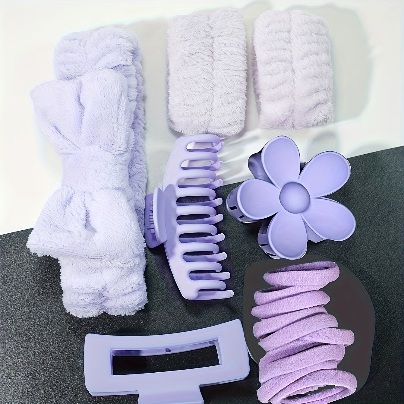 16pcs of bow-shaped coral fleece face masks, hair bands, wristbands and Women's plush hair bands, flower hair clips accessories
