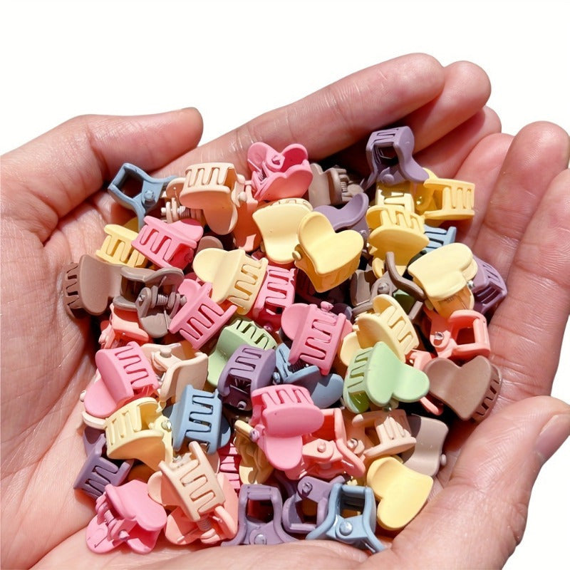 50 Sets Of Mini Hair Clips, Cute Plastic Flower-Shaped Hair Accessories, Pure Color Braids, Suitable for Teenagers, Cute Girls, Accessories