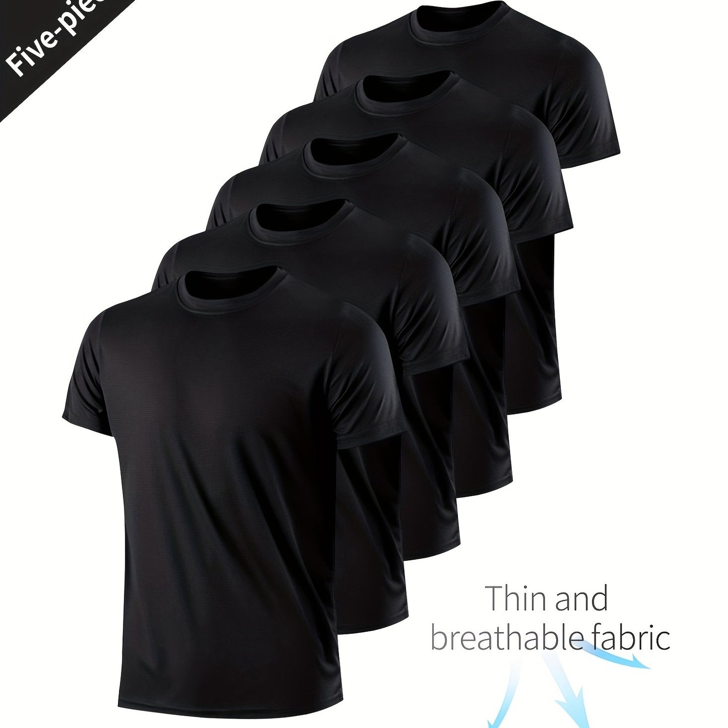 Xinso Prince Men'S 5pcs Black & White Quick-Dry Athletic Tank Tops - Slim Fit, Breathable Short Sleeve Shirts for Running, Gym, Basketball & More - Moisture Wicking, Lightweight & Stylis