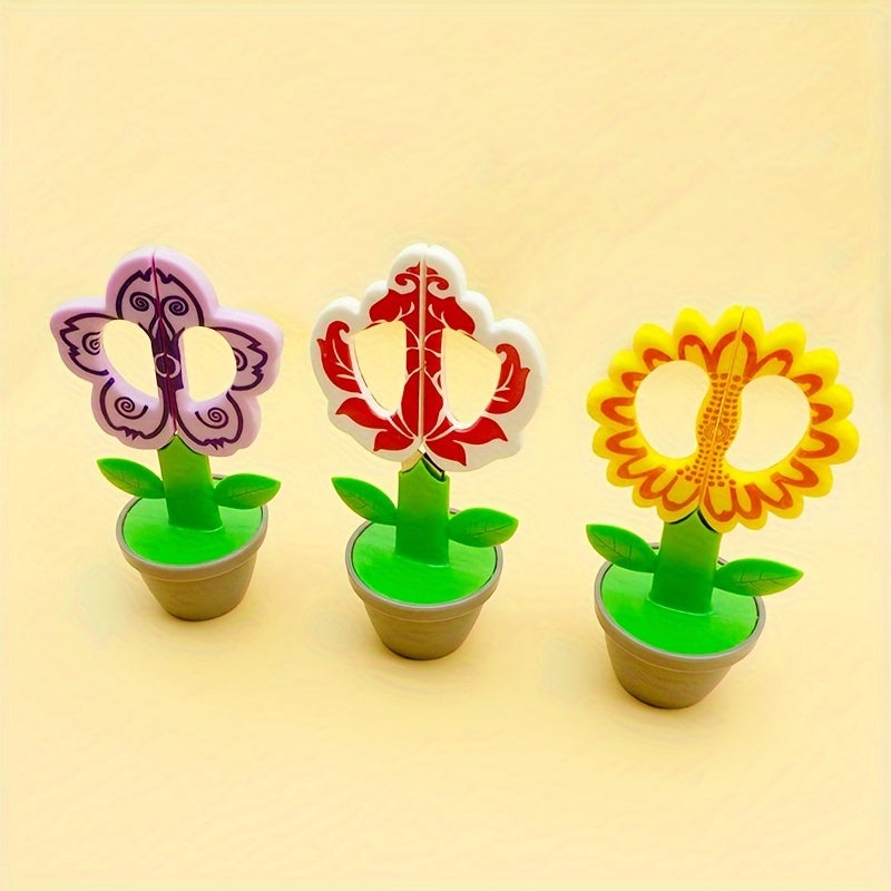 Cute Flower-Shaped ABS Resin Safety Scissors - Right-Handed, Perfect for Office & School Supplies, DIY Crafts, and Desk Decor by YOJII