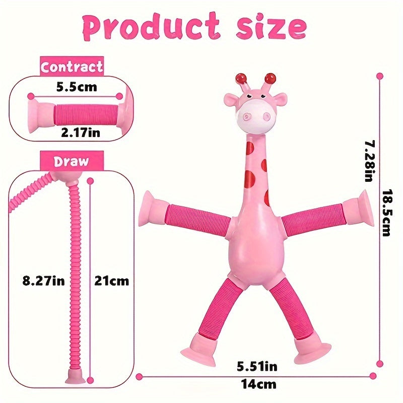 4pcs Giraffe Stretching Toy Suction Cup Variety Shape Stretching Tube Decompression Novelty Educational Children's Toys halloween christmas gift