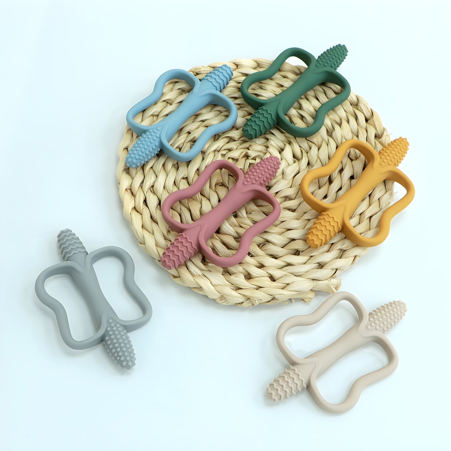 [Silicone Teether] Silicone Baby Toy Teether with Handle | Integrated Corn-Shaped Teether, Available in 6 Colors