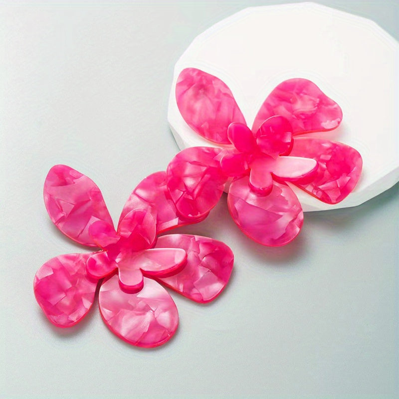 Exaggerated Flower Design Sexy Dangle Earrings Resin Jewelry Trendy Female Gift Showroom Party Statement earrings Accessories