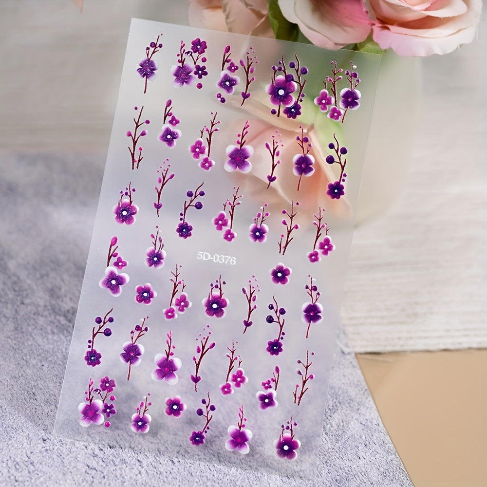 3pcs/set Nail Art Stickers, 5D Embossed Flower Love Pattern Daisy Self-adhesive Nail Stickers, DIY Nail Art Decorations,Durable Nail Decals for Hands & Feet,Nail Art Supplies for Women and