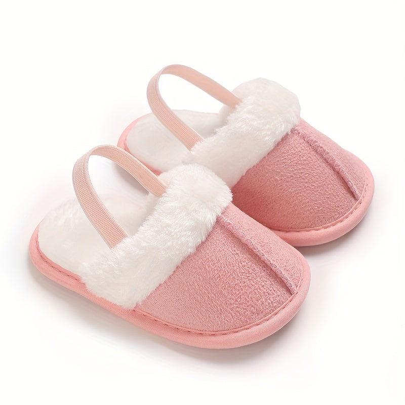 Cozy Plush Baby Girl Slippers - Soft, Non-Slip Sole for Indoor Comfort | Cute & Warm for 0-1 Year Olds | Perfect for Spring/Fall, Leisure Style, Spring/Autumn