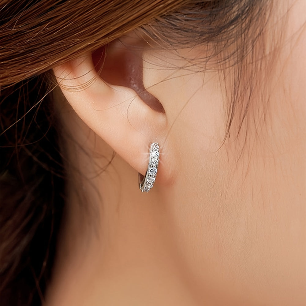 Tiny White Zircon Hoop Earrings One Row Shiny Zircon Hoop Earrings Cartilage Piercing Earrings