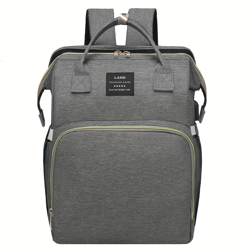 Lamroro Moire Diaper Bag Backpack, Soft Shell, Multifunctional, Large Capacity, Travel Backpack with Changing Station, Sunshade, Breathable Mosquito Net, Zipper Closure, Mixed Color, Polyester Fiber, with Utility Pocket, for
