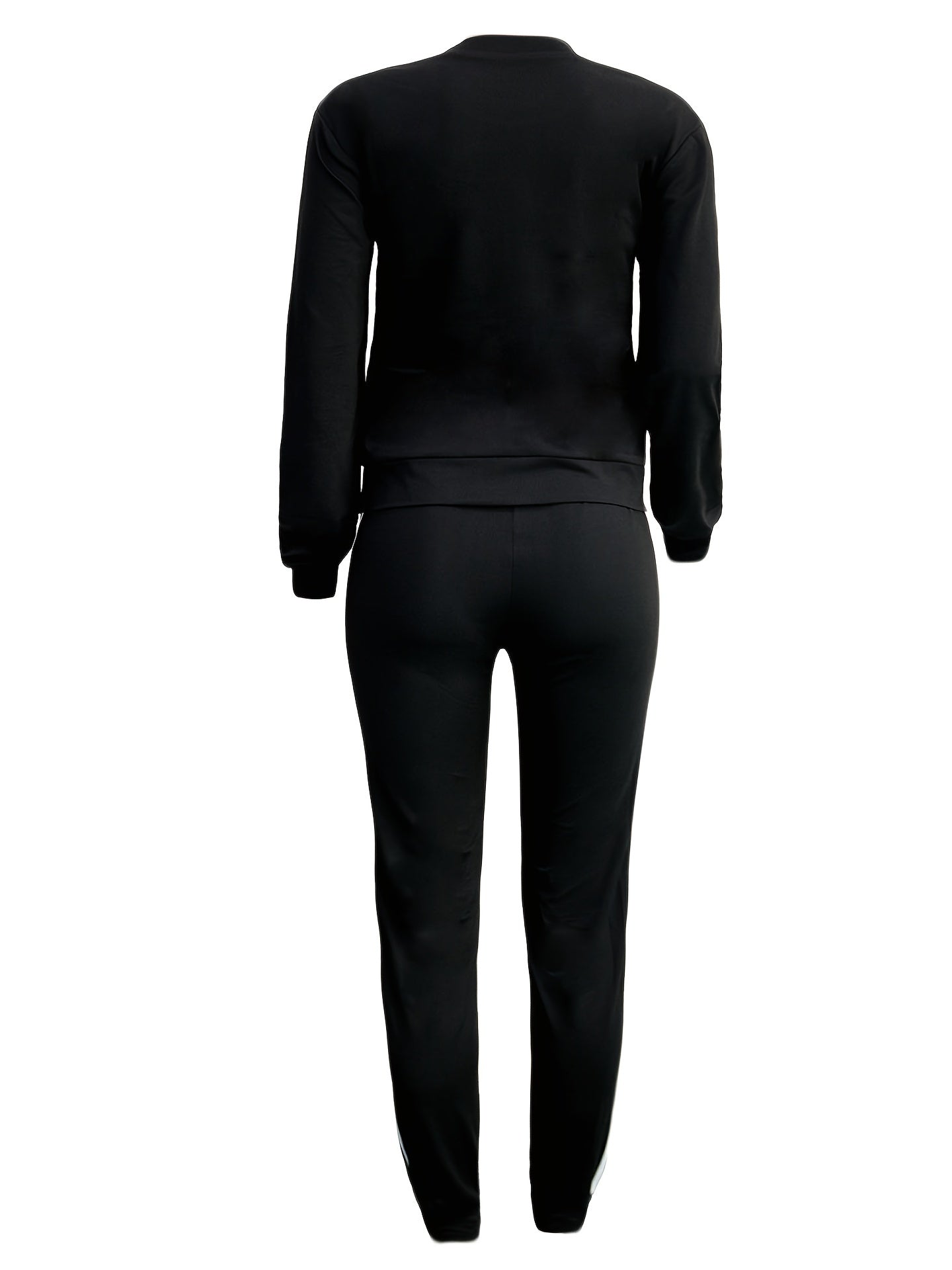 Women's Sports Two-piece Set, Love Letter Print Long Sleeve Top & Pants For Fall & Winter, Women's Clothing
