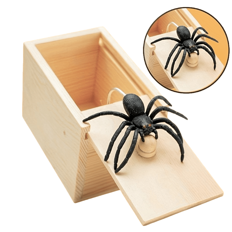 [Surprise Gift] Handmade Wooden Spider Surprise Gift Box | 1pc | Wooden | Swingable, Reusable | Prank Toy | Birthdays, Christmas, April Fools' Day | Fun