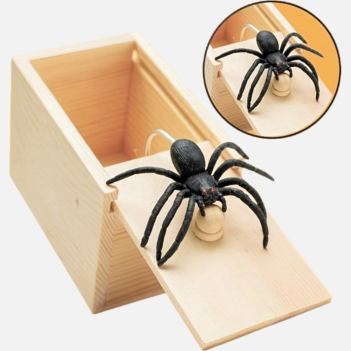 [Surprise Gift] Handmade Wooden Spider Surprise Gift Box | 1pc | Wooden | Swingable, Reusable | Prank Toy | Birthdays, Christmas, April Fools' Day | Fun
