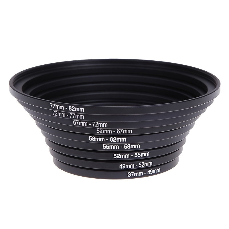 18pcs Camera Lens Filter Step Up And Step Down Lens Filter Stepping Adapter Ring 37 49 52 55 58 62 67 72 77 82mm For Nikon, Canon, Sony, Pacasonic, Fuji Pentax Olympus And Other SLR DSLR Camera Lens