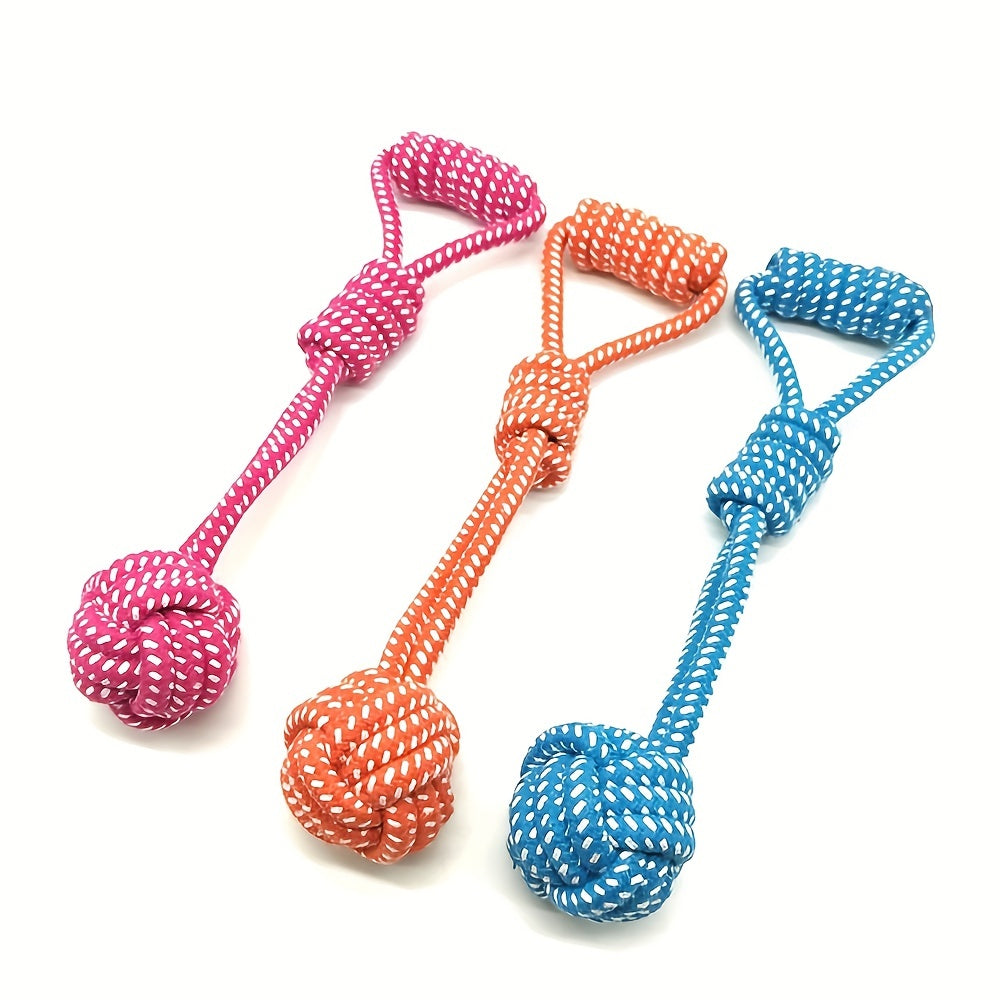 Dog Cotton Rope Toy Molar Bite Resistant Braided Rope Knot Toy Medium Large Hand Pull Toy Pet Random Color