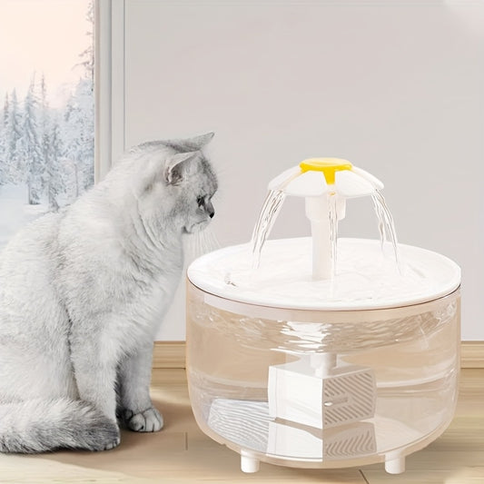Automatic Flower-Shaped Pet Water Fountain - Large Capacity - Cat & Dog Drinking Fountain with Gravity-Fed System, Low Voltage Safe Operation (Under 36V) for Cats & /Medium Dogs - Plug & Play Water Dispenser, Dog Water Founta