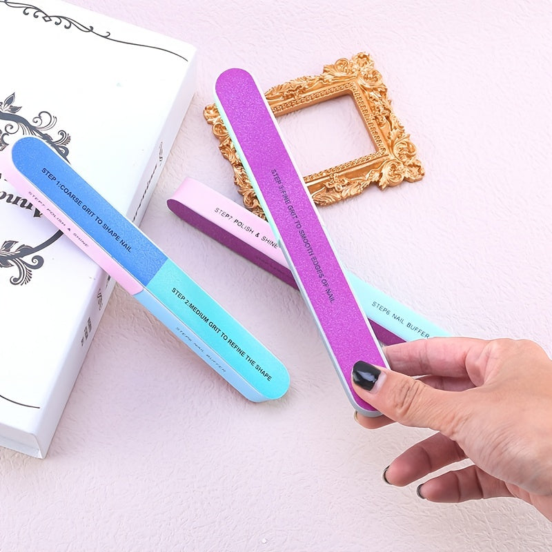 High Quality Multi-Sided Nail File Set with Polished Sponge and Sand Bars for Nail Art and Polish