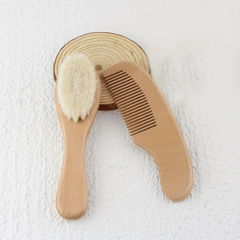2pcs/Kit Soft Baby Hair Brush Comb Set for Newborn Wooden Handle Head Comfort Massager for christmas halloween Thanksgiving Day Gif