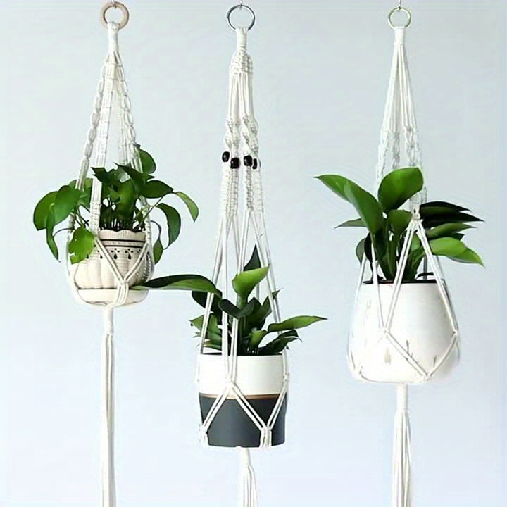 1 Set of Handmade Macrame Plant Hanger Baskets for Flower Pots, Ideal for Balcony Decoration And Home Garden Supplies