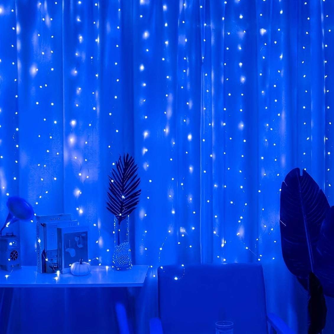 1pc, 200 LED Curtain Lights 199.95cm, Hanging Window Lights, Fairy Lights, Bedroom Decor, Indoor Decor, Christmas Holiday Party Supplies, Party Decor, Festival Decor Not Include Batteries, Halloween