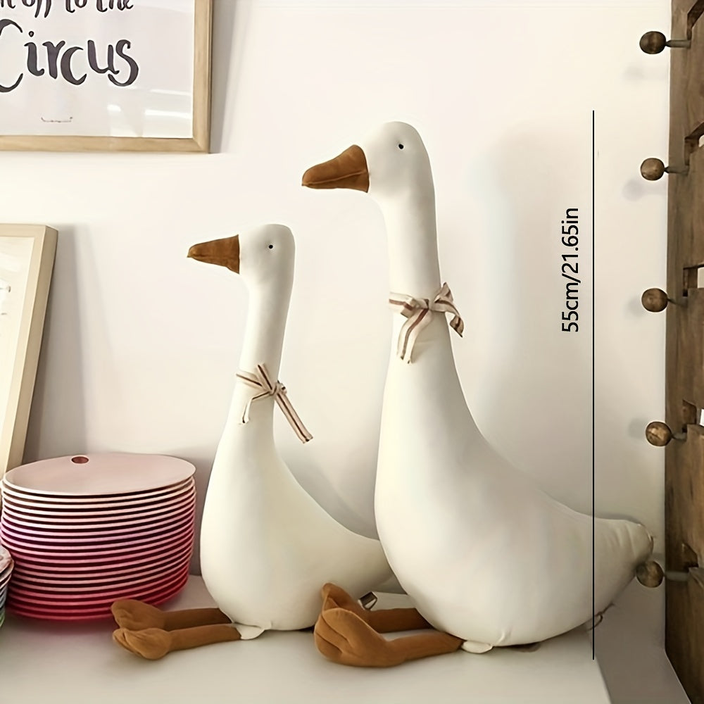 LA DEARCHUU Cartoon Goose Plush Toy - Cute White Duck with Orange Beak & Webbed Feet, Ideal for Baby Room Decor, Playful Animal Plaything, Playful Duck Toy|Playful Duck Design|Soft Texture