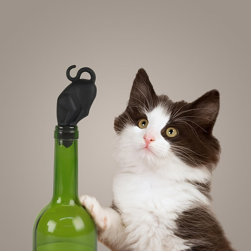 Cute Kitten-Shaped Silicone Wine Bottle Stopper - Keep Your Wine Fresh and Sealed!