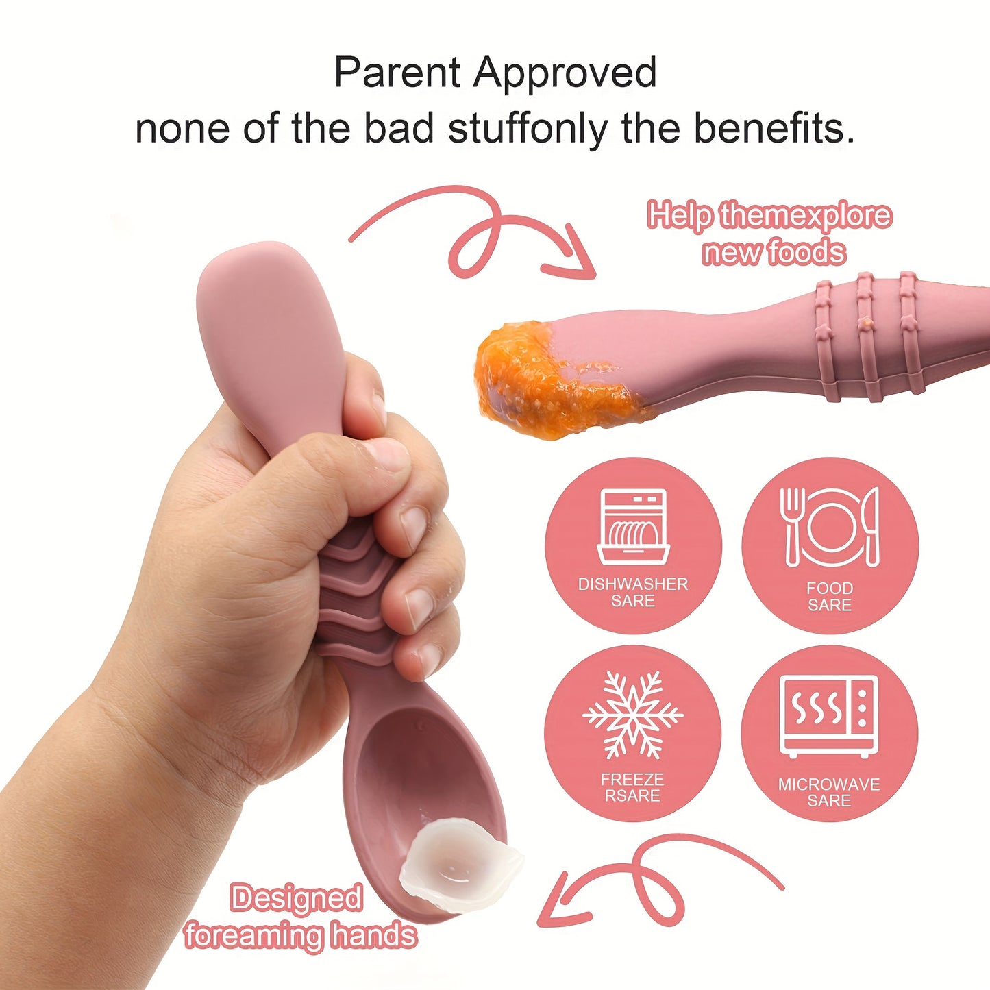 4pcs Baby Silicone Chewing Spoon Set, Food Grade Silicone Spoon And Fork Set, Silicone Spoon, Silicone Cutlery Training, Soft Feeding Cutlery