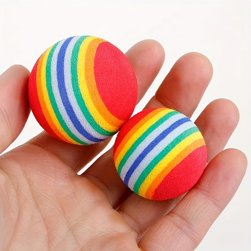 [Rainbow Cat Toy Ball] Colorful Rainbow Foam Cat Toy Ball | Small Dog Supplies Pet Toy
