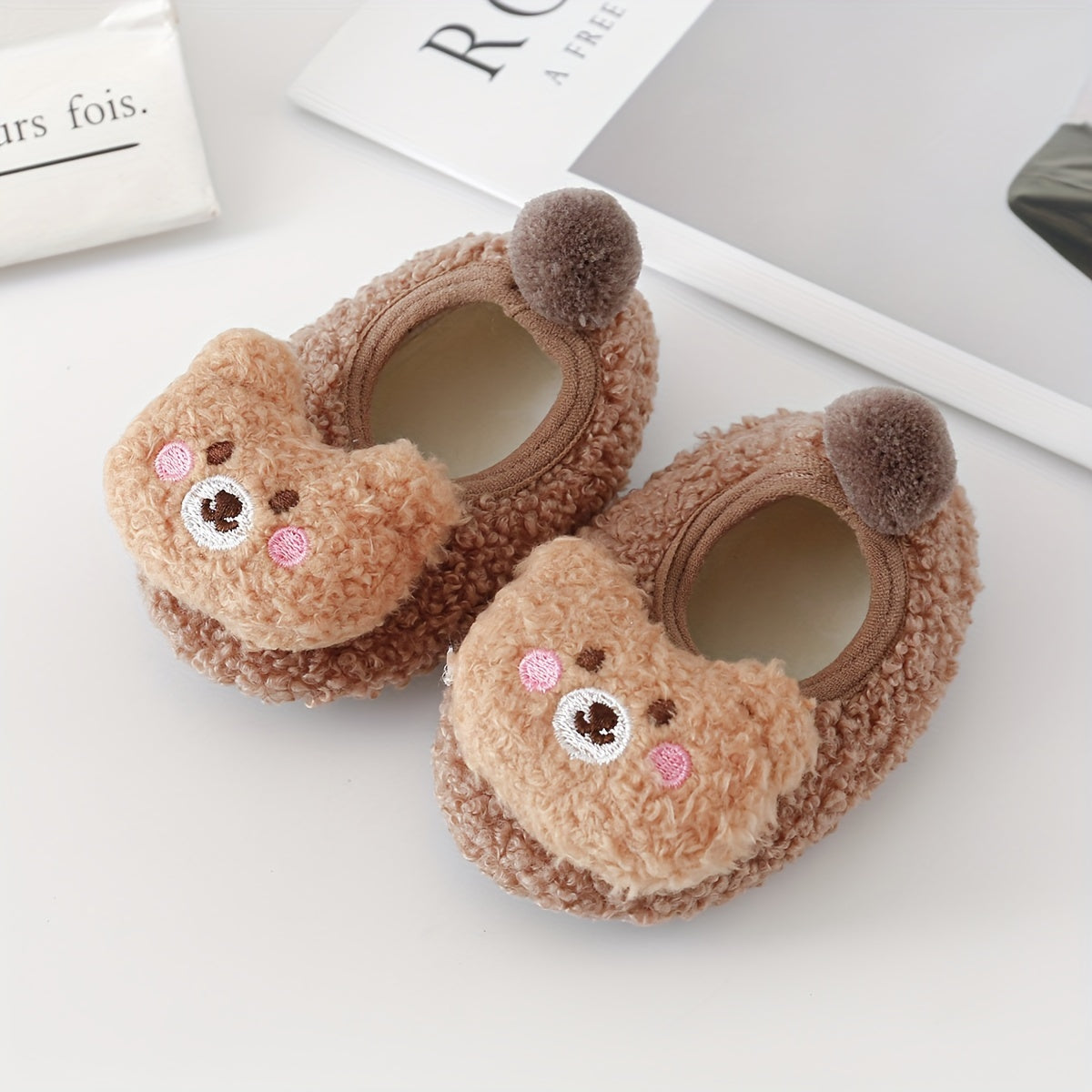 Cute Christmas Animal Slippers - 1pair Non-slip Baby Toddler Shoes Socks for Girls & Boys