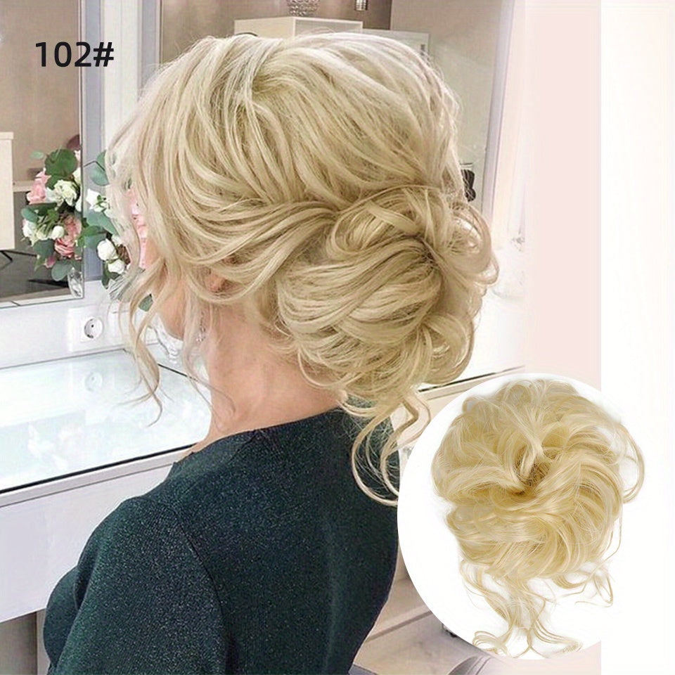 Add Volume And Style with Synthetic Messy Curly Hair Bun Chignon Scrunchy Hair Band! Hair Halloween Christmas