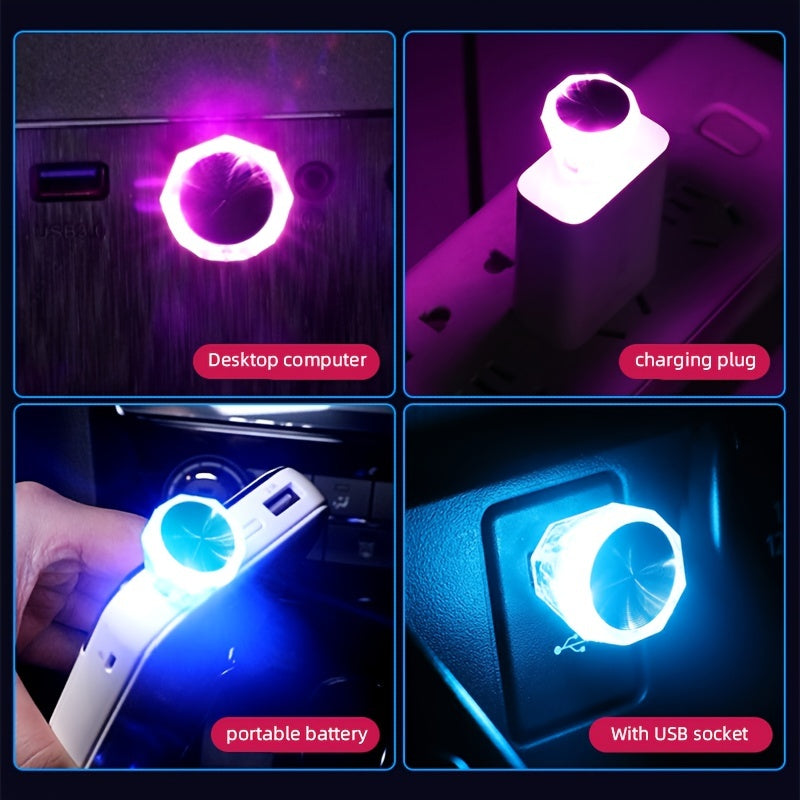 Car Mini USB LED Atmosphere Light Indoor Environment Decoration Mood Light Car PC Computer Portable Light Plug And Play Super Bright