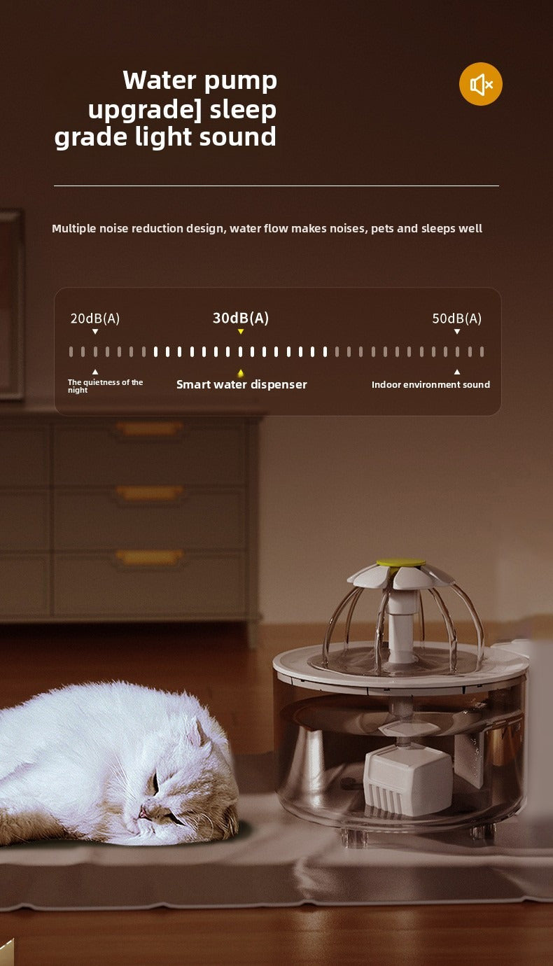 Automatic Flower-Shaped Pet Water Fountain - Large Capacity - Cat & Dog Drinking Fountain with Gravity-Fed System, Low Voltage Safe Operation (Under 36V) for Cats & /Medium Dogs - Plug & Play Water Dispenser, Dog Water Founta