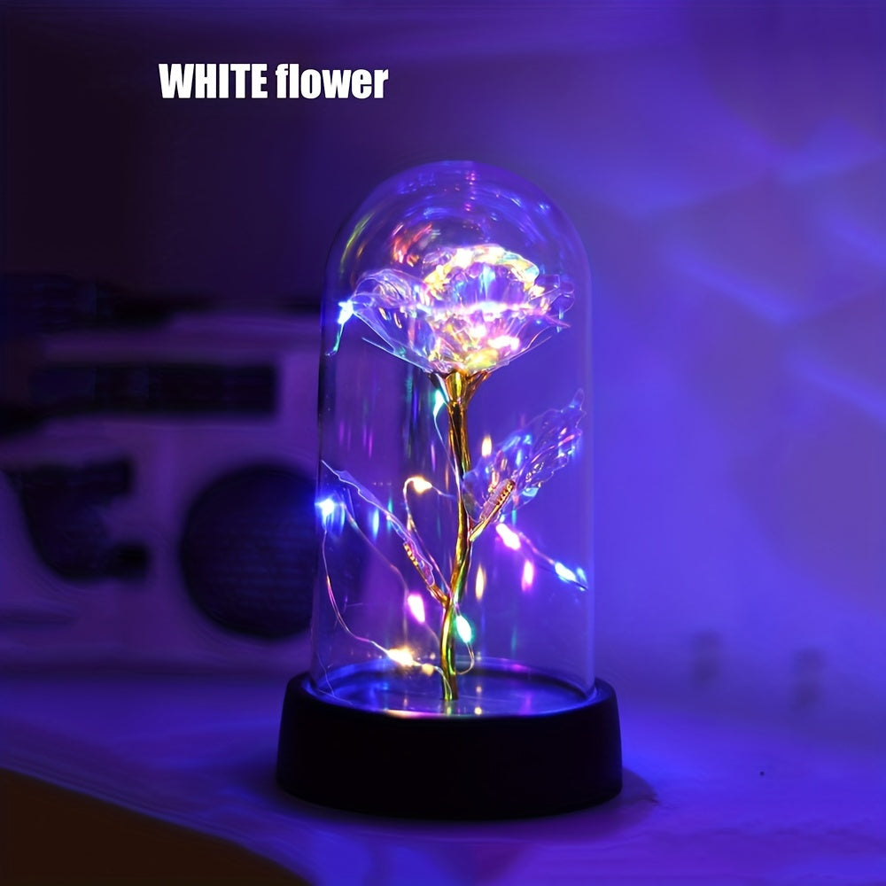 One Piece of Contemporary LED Rose Flower Night Lamp Featuring a Plastic Cover, Powered by Batteries, Ideal for Tabletop Decoration in Bedrooms And Homes. This Rose Lamp Is Perfect for Occasions Like Valentine'S Day, Mother'S