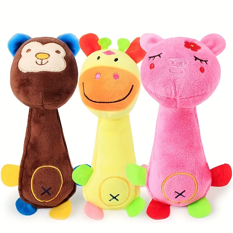 1pc Durable Squeaky Plush Toy for Dogs - Perfect for Grinding Teeth and Interactive Play with Animal Design