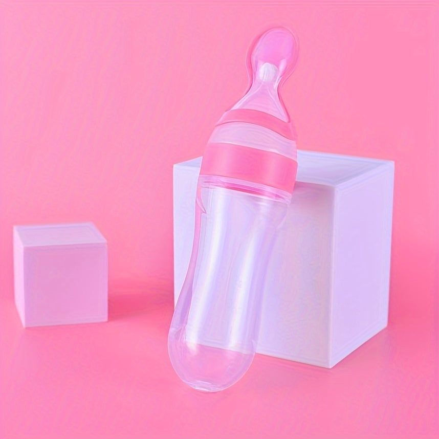 [Silicone Baby Feeder] Silicone Baby Food Feeder, Multifunctional Feeding Bottle with Spoon | Food Dispensing, Food Supplement, and Medicine Processor