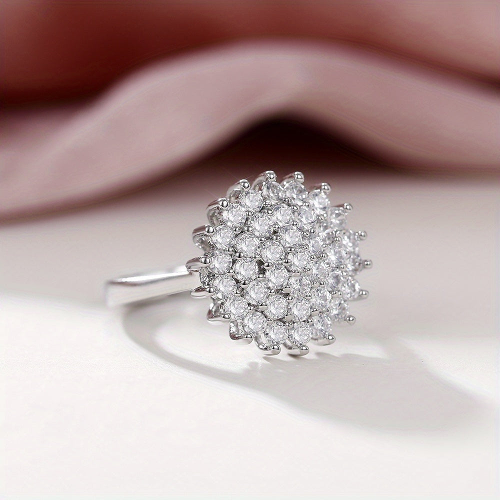 Stylish Lotus Seed Shape zirconia Flower Ring Romantic Wedding Fine Jewelry Anniversary Gift
