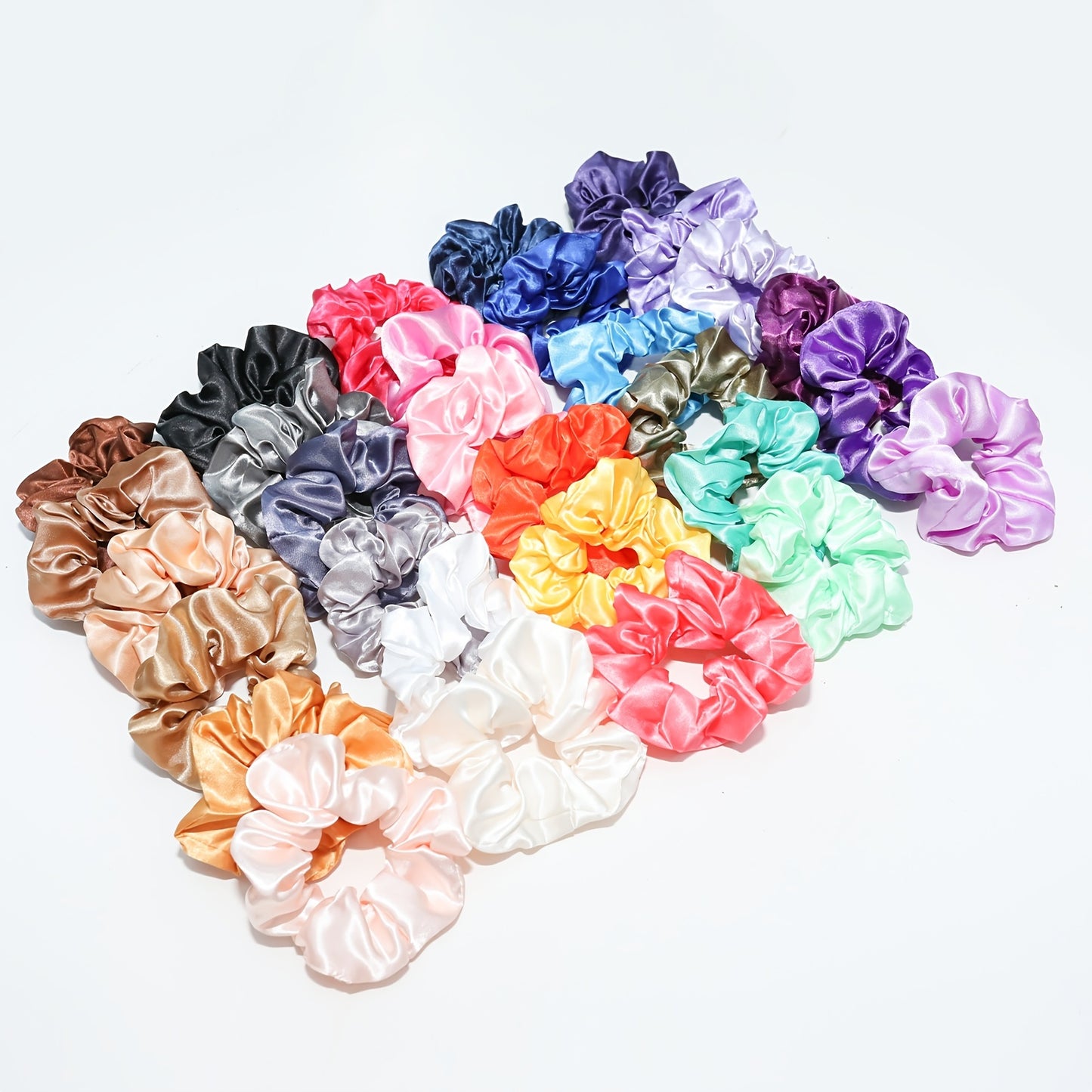30pcs Solid Color Stain Hair Scrunchies For Women   Sleep, Soft Imitation Silk Scrunchie, Fit For Curly Fine Thick Thin Hair